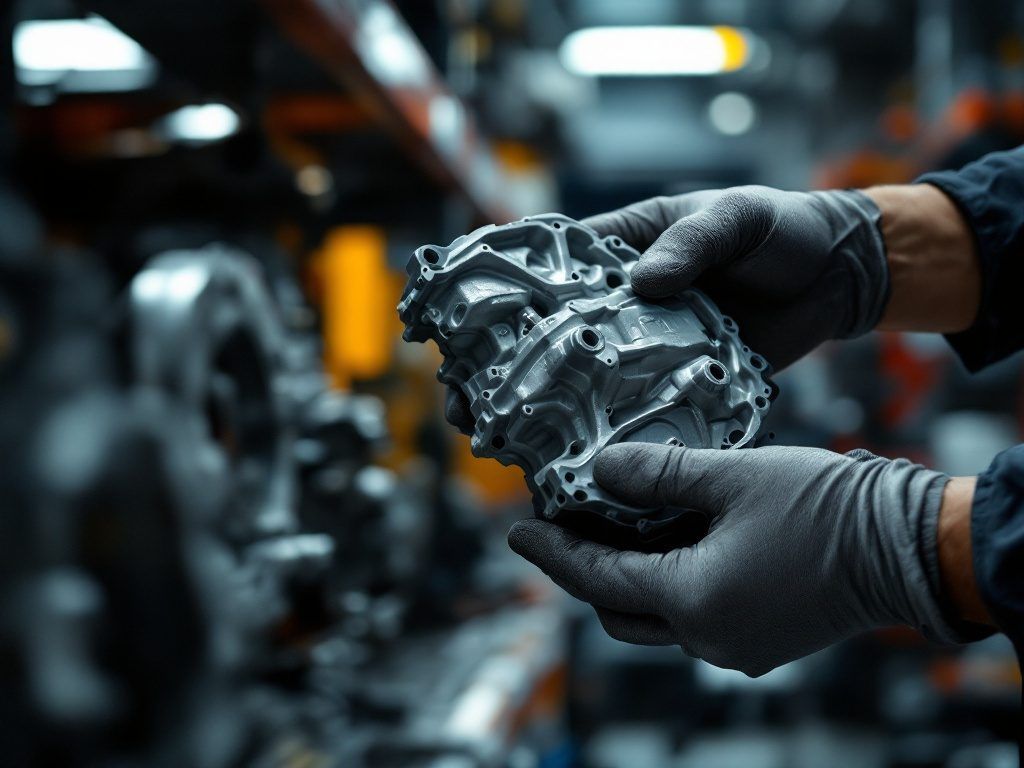 A recycled part being pulled in the workshop